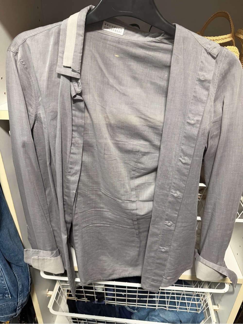 BRUNELLO CUCINELLI Light Gray Open-Front Jacket